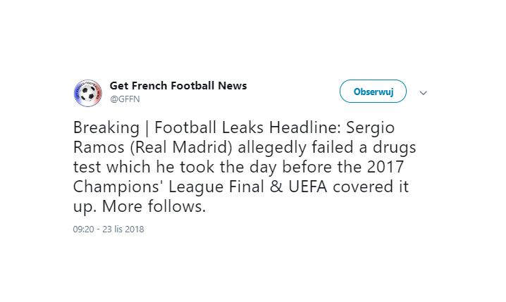 Zaskakujące doniesienia ''Football Leaks''